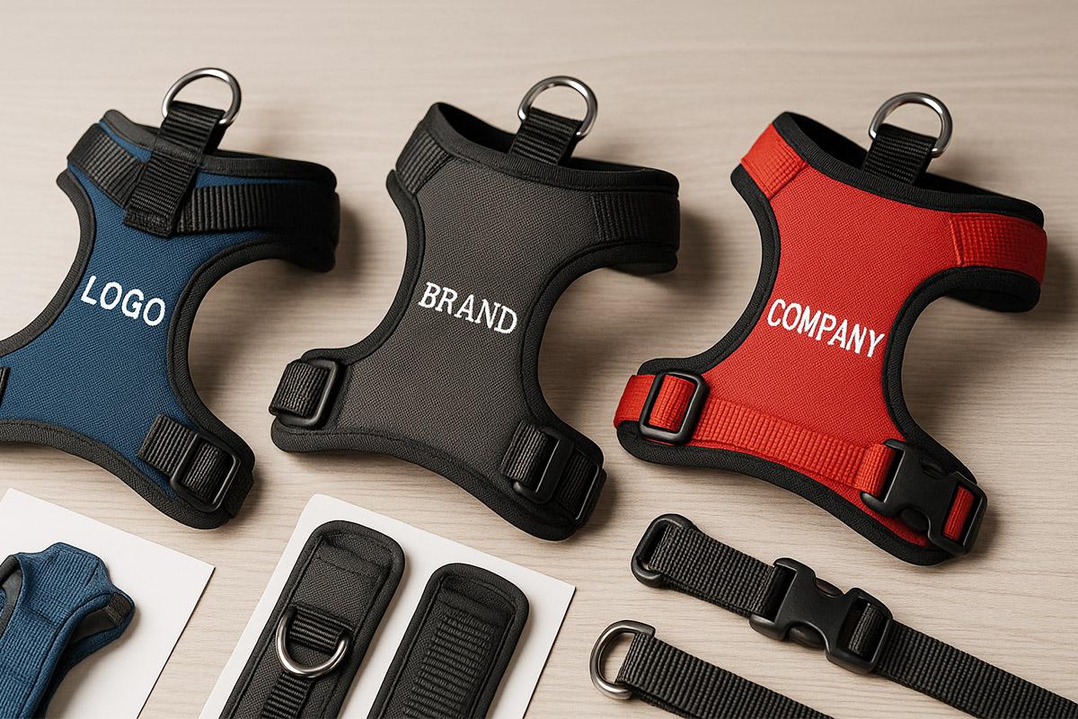 Pet harness OEM logo applications in printing and embroidery