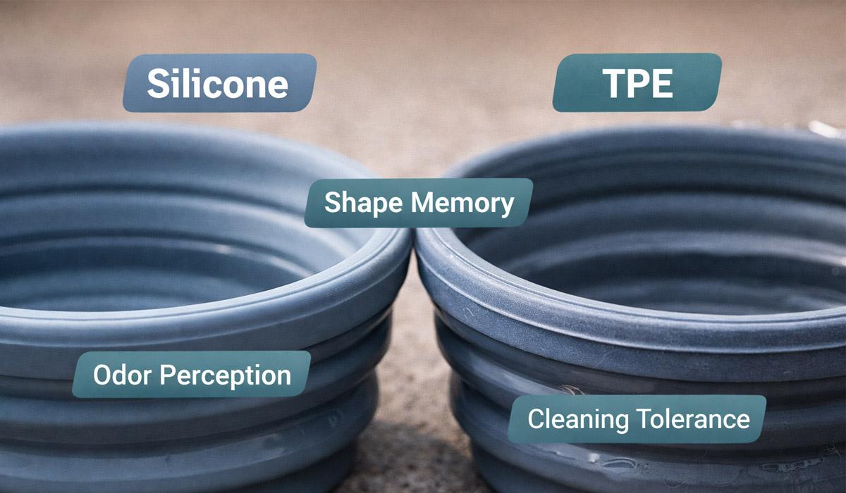 Silicone And TPE Foldable Pet Bowl Close Up For Wholesale OEM