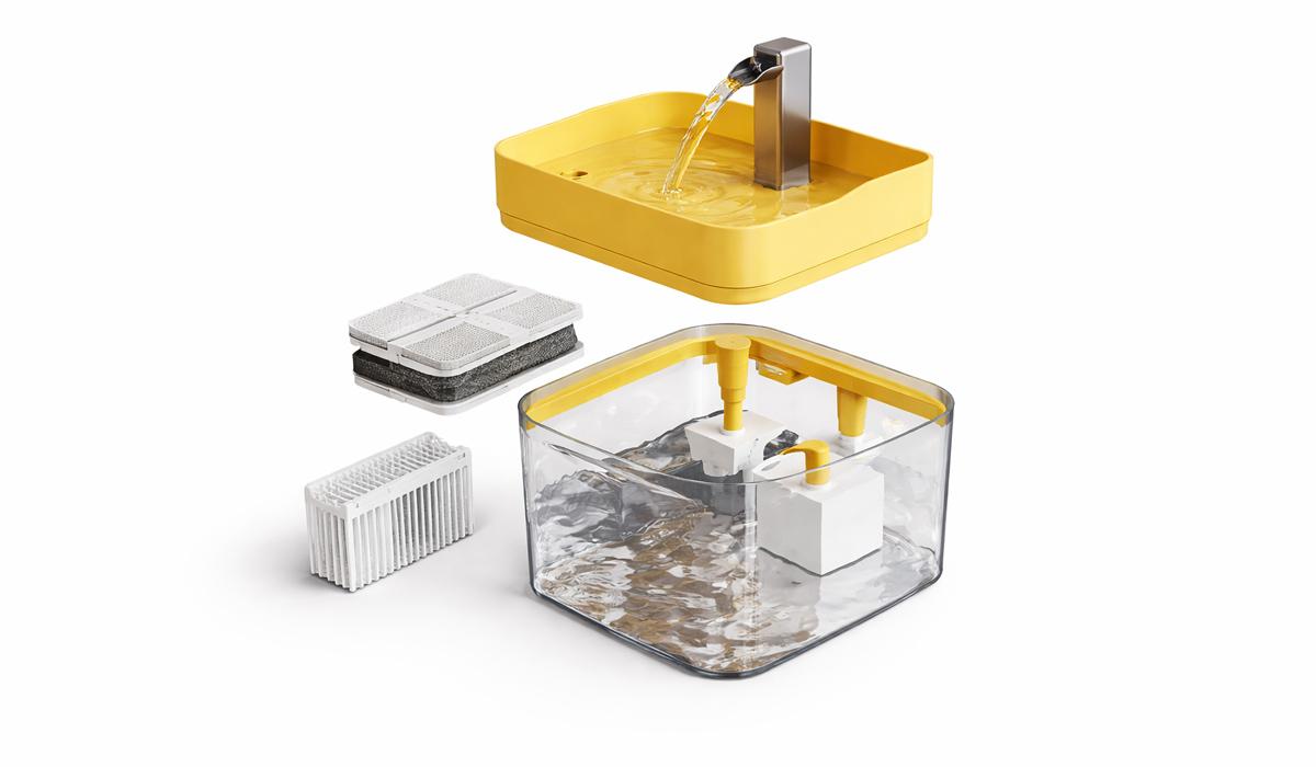 Pet water fountain removable top filter layout easy cleaning ODM design