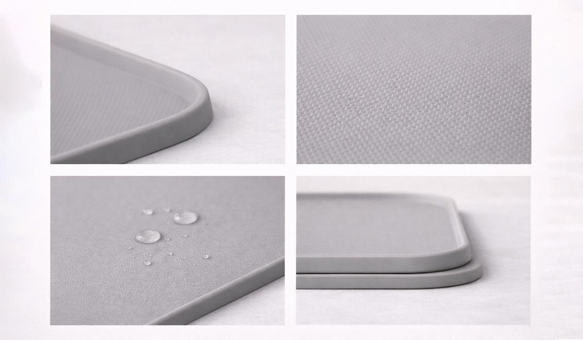 Feeding mat details raised edge anti slip texture wipe clean surface thickness