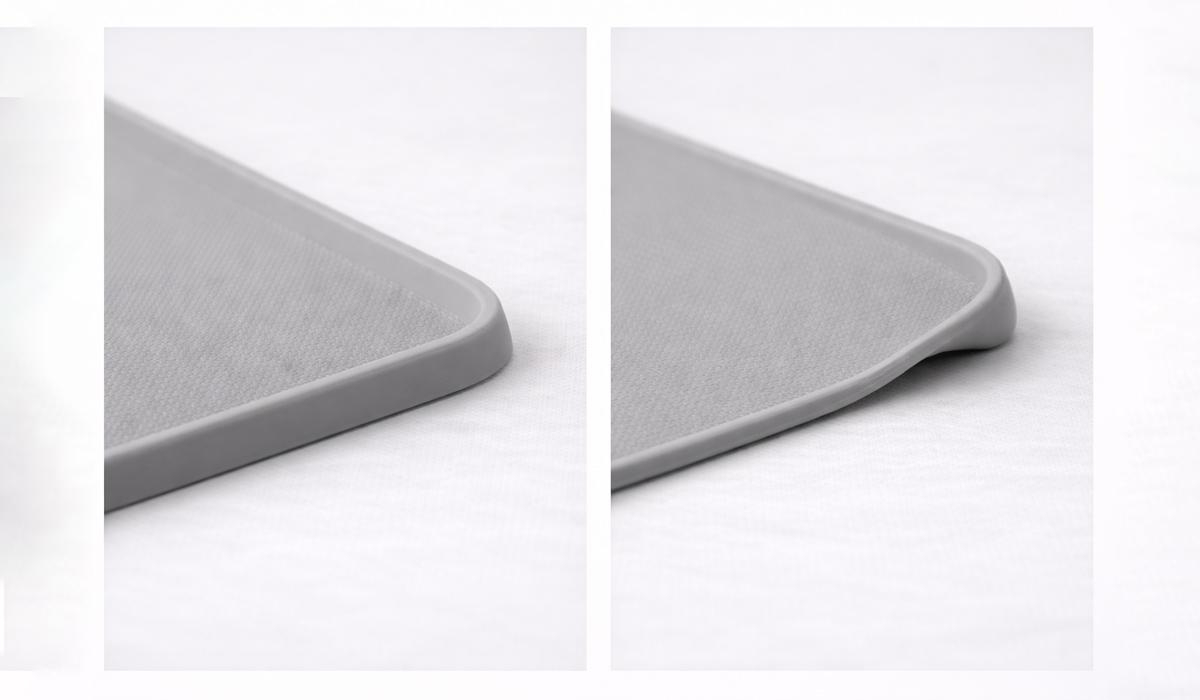 Feeding mat flat corners versus curling edge quality signal private label