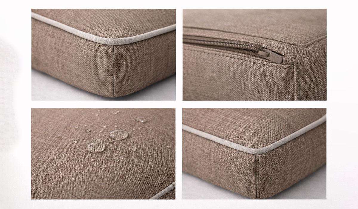Outdoor pet bed durability details piping zipper water resistant fabric reinforced stitching