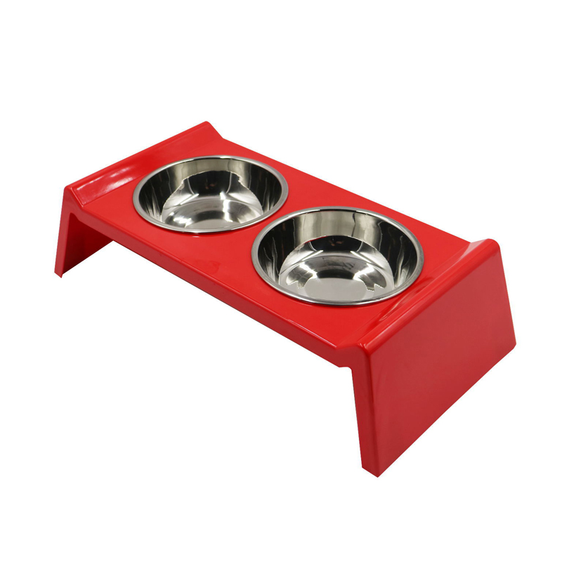 Stainless steel melamine double pet bowl nonslip