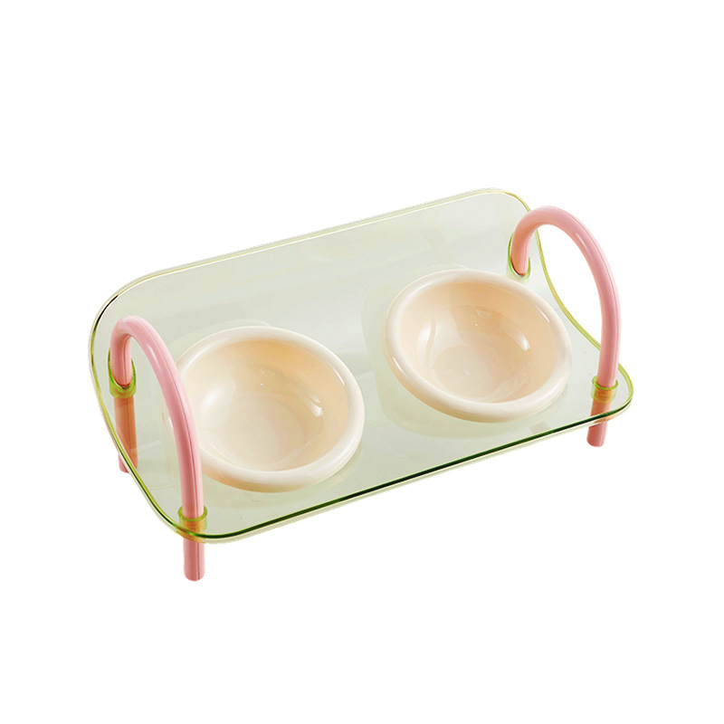 Adjustable double cat bowl stand abs pp